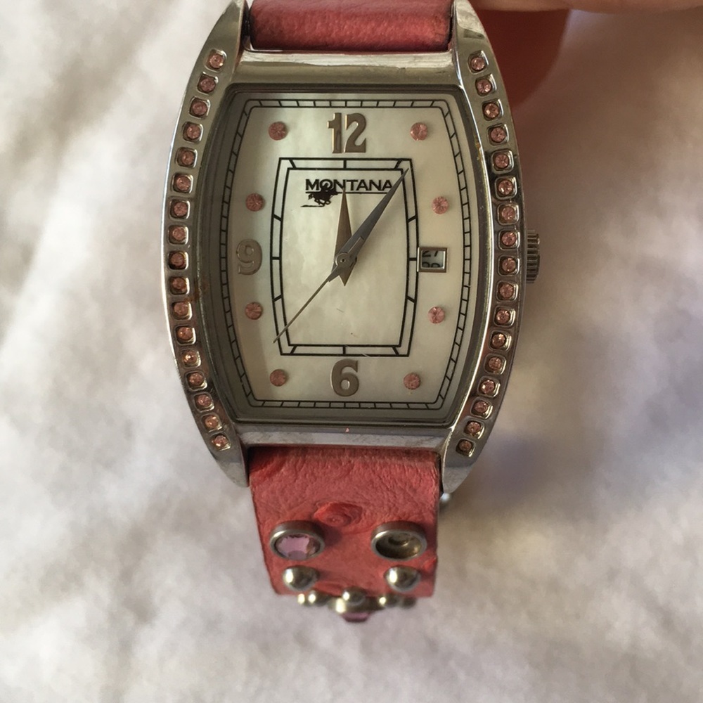 Montana pink leather straps watch.